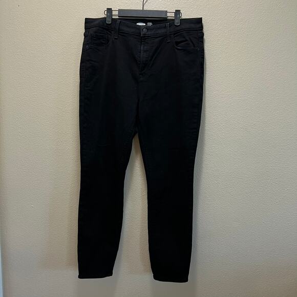 Old Navy Rockstar Super Skinny Jeans High Rise Black Cotton Stretch Dark Wash 16 - Picture 2 of 8
